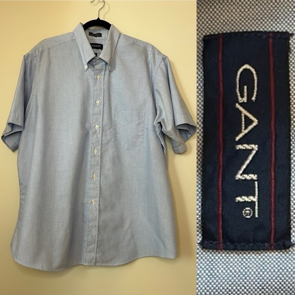 Gant Mens Classic Oxford Casual Half Sleeve Button Down Size 18 - Picture 1 of 7